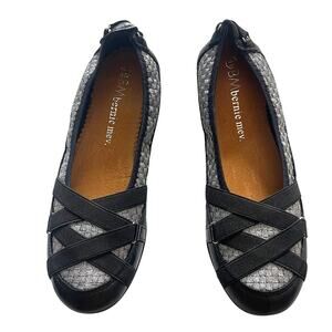 Bernie Mev Valentina Flats Women 10/41 Metallic Silver Black Woven Ballet NWOB